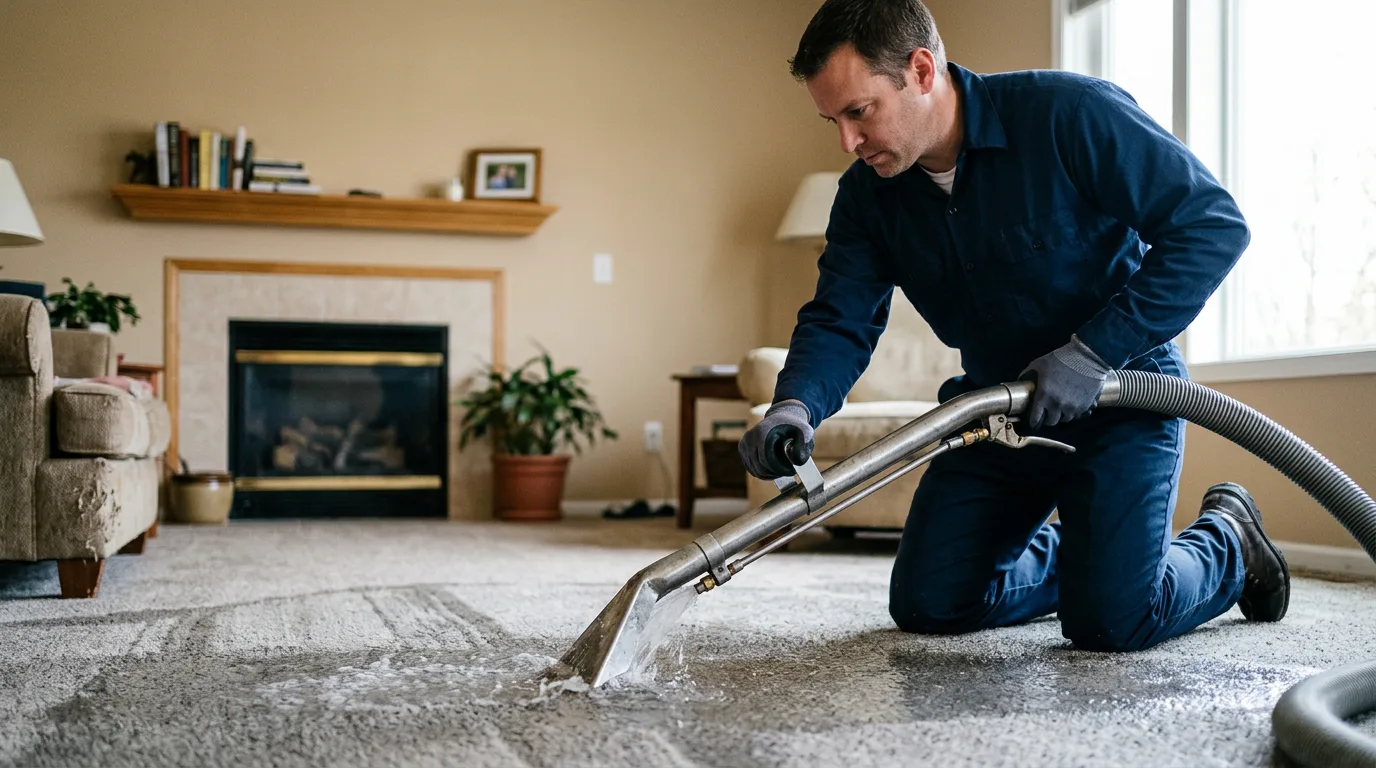 Water damage restoration technician working near Pemberton, NJ